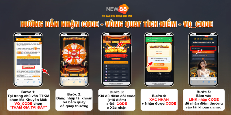 Hướng dẫn nhận code - Vòng quay tích điểm - VQ_CODE